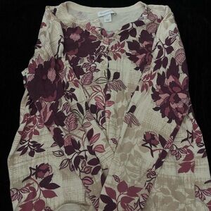 Christopher & Banks Purple and Cream Floral Sweater